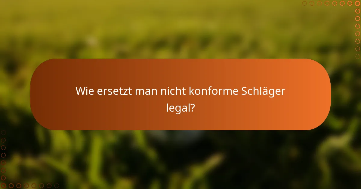 Wie ersetzt man nicht konforme Schläger legal?