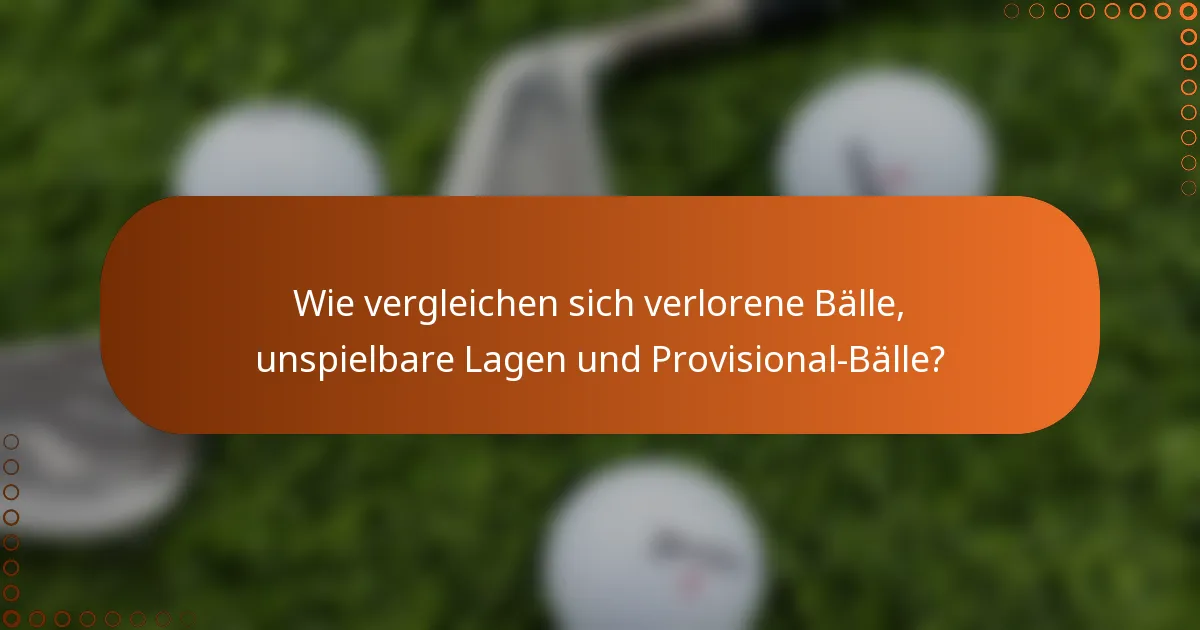 Wie vergleichen sich verlorene Bälle, unspielbare Lagen und Provisional-Bälle?